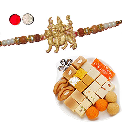 "Zardosi Rakhi - ZR-5400 A (Single Rakhi), 500gms of Assorted Sweets - Click here to View more details about this Product